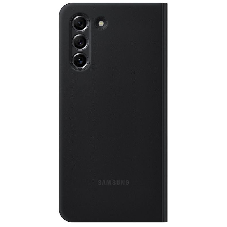 Samsung S21 FE Clear View dėklas_juodas_nugarele_uždarytas