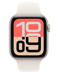 Apple Watch SE 3 44mm GPS Starlight Aluminum Sport Band Starlight - laikrodis iš priekio M/L