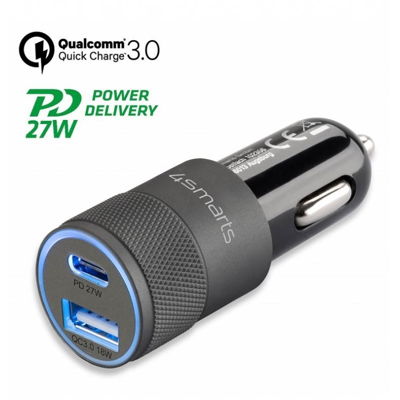 4SMARTS automobilinis įkrovėjas Rapid Qualcomm 3.0, 27W 