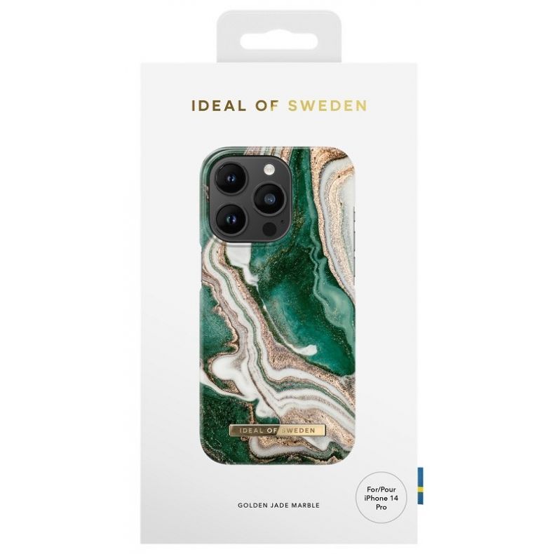 IDEAL OF SWEDEN dėklas iPhone 14 Pro Golden Jade Marble