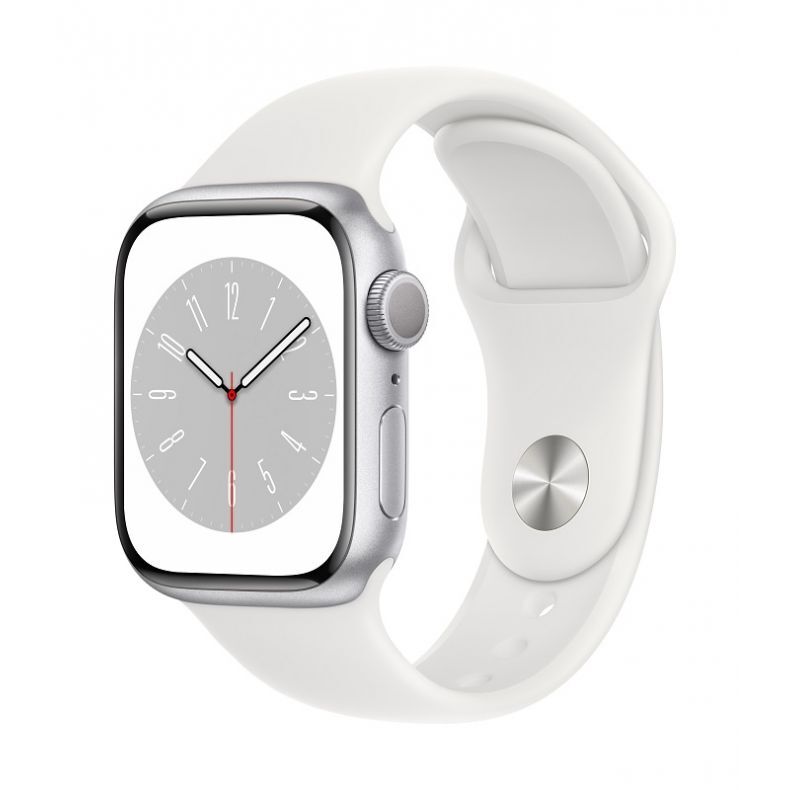 Apple_Watch_Series_8_GPS_41mm_Silver_Aluminum_White_Sport_Band_34FR_Screen