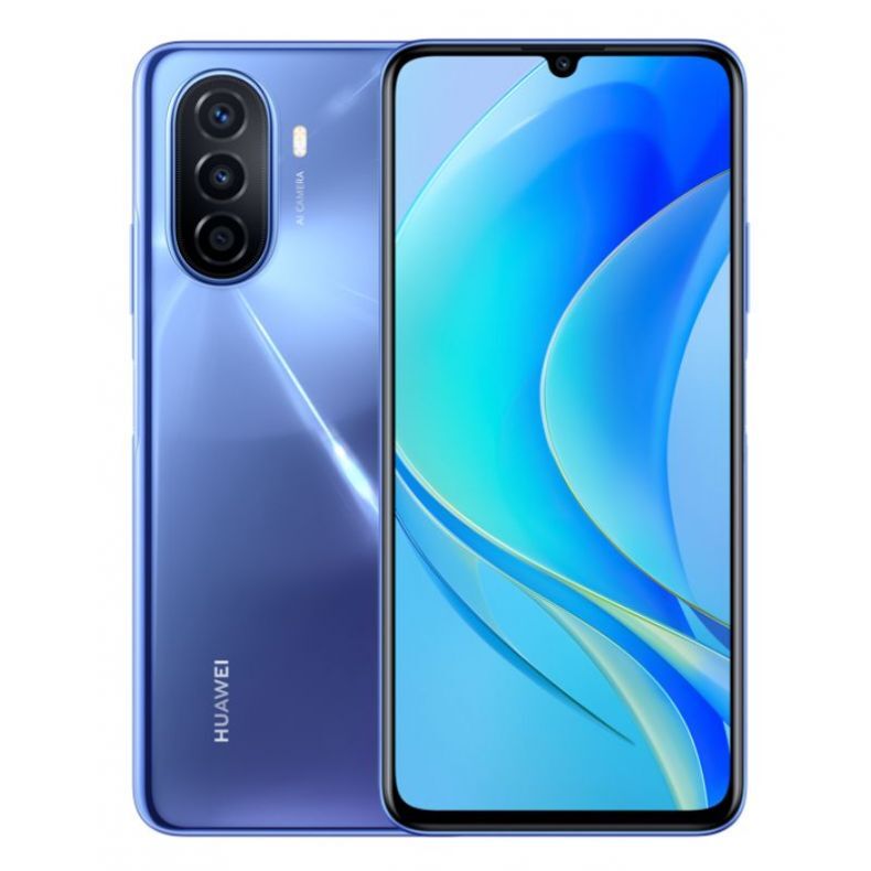 HUAWEI Nova Y70 128GB mėlynos spalvos priekis ir nugarėlė