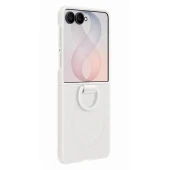 Samsung Galaxy Flip8 silikoninis magnetinis dėklas su žiedu, balta, 3 nuotrauka