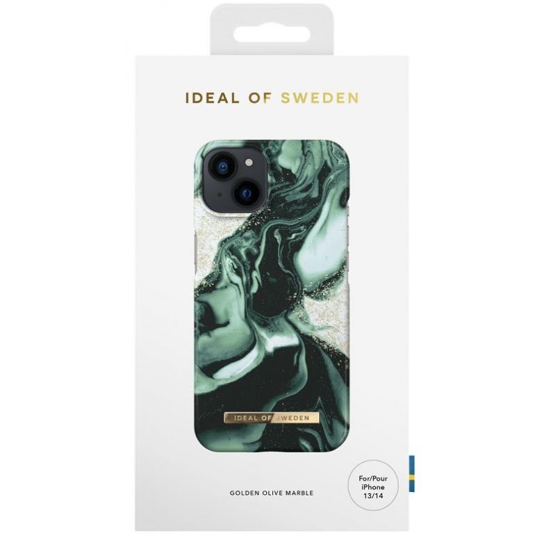 IDEAL OF SWEDEN dėklas iPhone 13 | 14 Golden Olive Marble