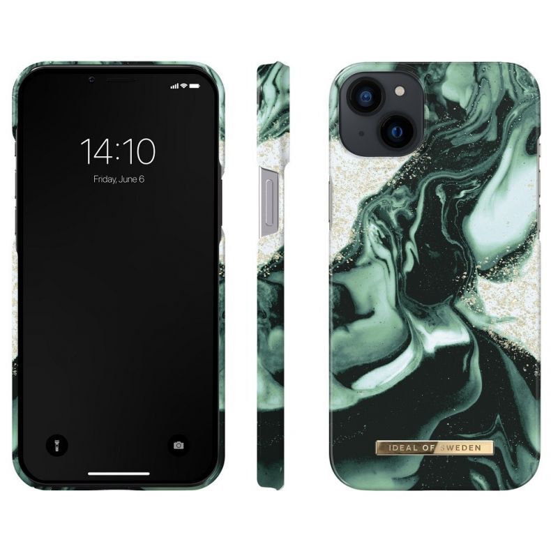 IDEAL OF SWEDEN dėklas iPhone 14 Plus Golden Olive Marble