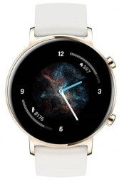 Huawei Watch GT 2, 42mm Elegant Edition, balta, silikonas. Priekis