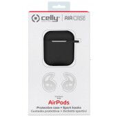 Celly bevielių ausinių Airpods 1st Gen | 2nd Gen silikoninis dėklas Black (juodas), 1 nuotrauka