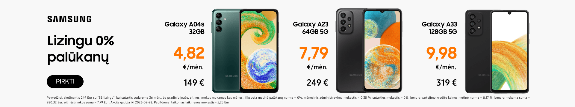 Samsung Galaxy A serija lizingas gera kaina akcija