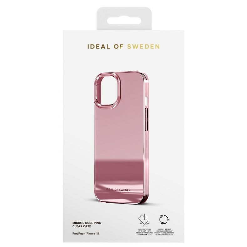 IDEAL OF SWEDEN Clear Mirror Rose Pinc dėklas iPhone 15