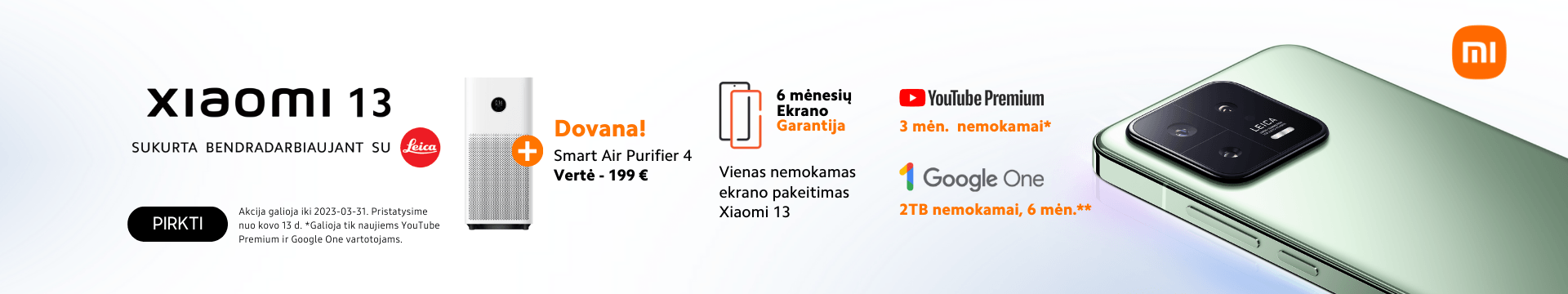 Xiaomi 13 akcija dovana Smart Air Purifier 4