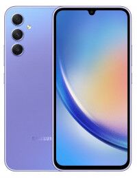 Samsung Galaxy A34 5G violetinė spalva priekis ir nugarėlė, 1 nuotrauka