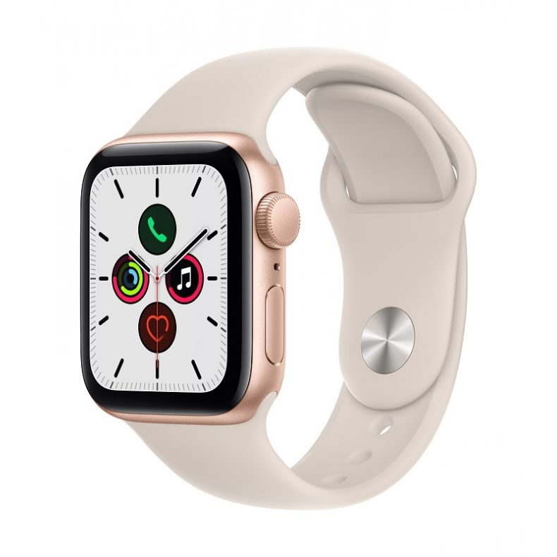  Apple Watch SE pink gold ekranas su mygtukais is sono