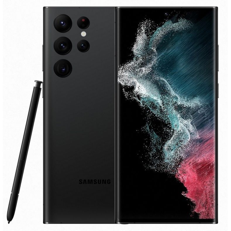  Samsung Galaxy S22 ultra 256GB_priekis_nugarele_juoda spalva