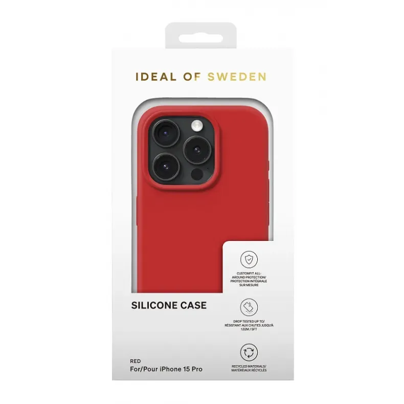 iDeal of Sweden Phone 15 Pro silikonis dėklas raudonas.