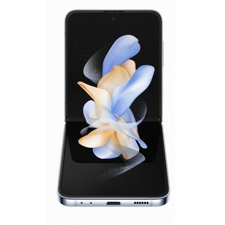 Samsung Z Flip4 sulenktas is priekio melyna spalva