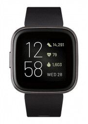 Fitbit Versa 2 išmanus laikrodis juodas. Priekis
