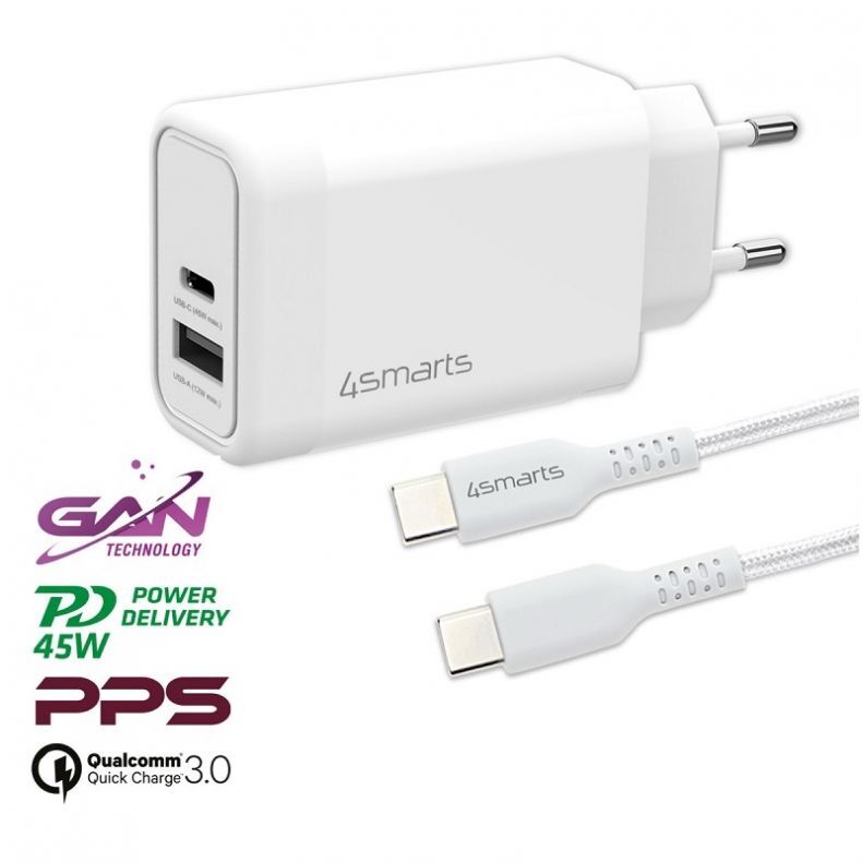 4SMARTS VoltPlug 45W GaN USB-C į USB-C tinklo įkroviklis