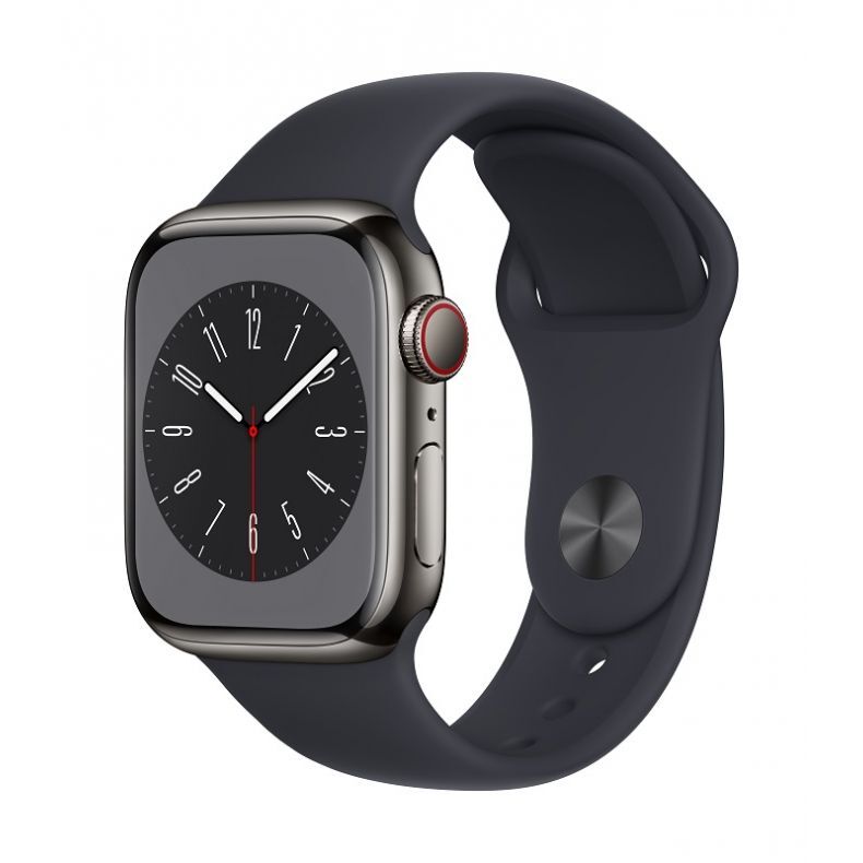 Apple_Watch_Series_8_Cellular_41mm_Graphite_Stainless_Steel_Midnight_Sport_Band_34FR_Screen