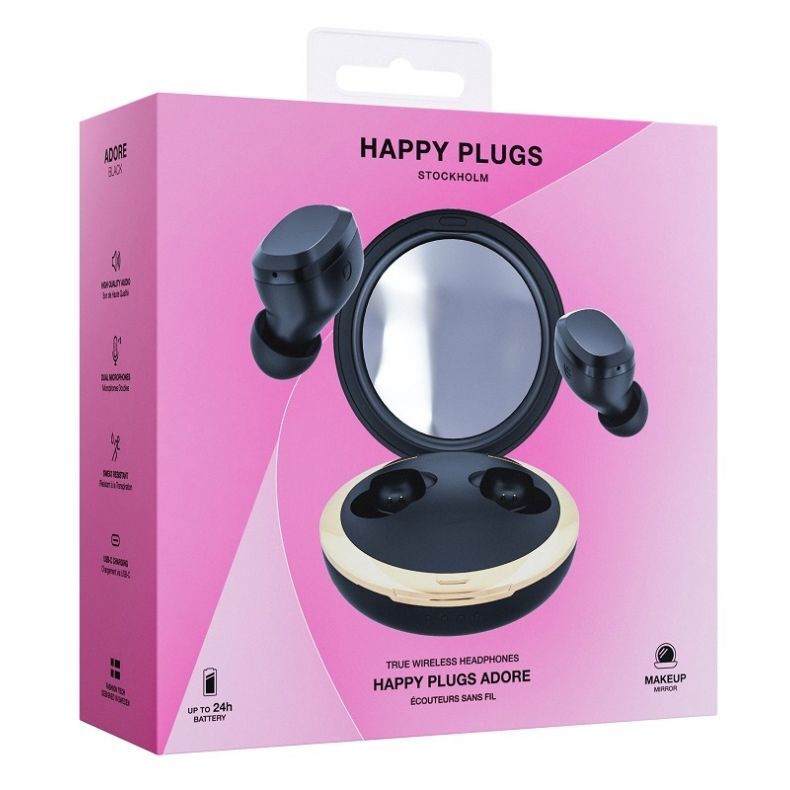 HAPPY PLUGS Adore ausinės su veidrodėliu juodos pakuotė