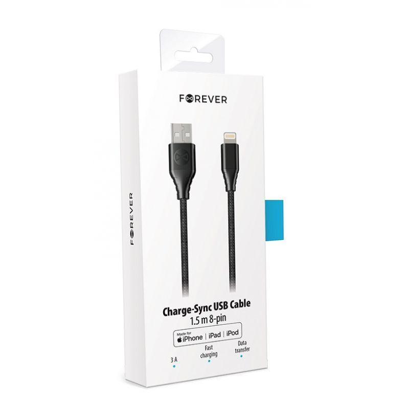  Core USB - Lightning laidas 1.5m, juodas