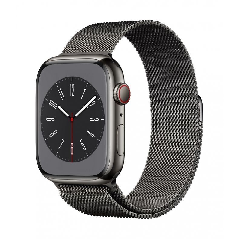 Apple_Watch_Series_8_Cellular_41mm_Graphite_Stainless_Steel_Graphite_Milanese_Loop_34FR_Screen