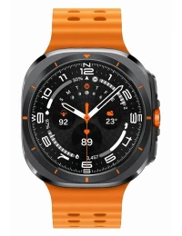 Samsung Galaxy Watch Ultra titano pilka spalva, oranžinis dirželis, 1 nuotrauka
