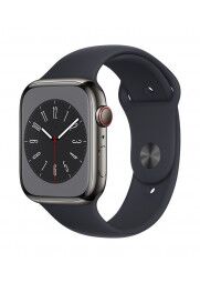 Apple_Watch_Series_8_Cellular_45mm_Graphite_Stainless_Steel_Midnight_Sport_Band_34FR_Screen