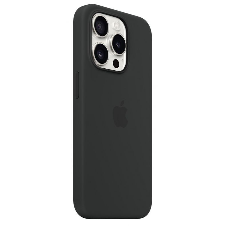 Apple iPhone 15 Pro silikoninis dėklas Black (juodas) su MagSafe, 2 nuotrauka