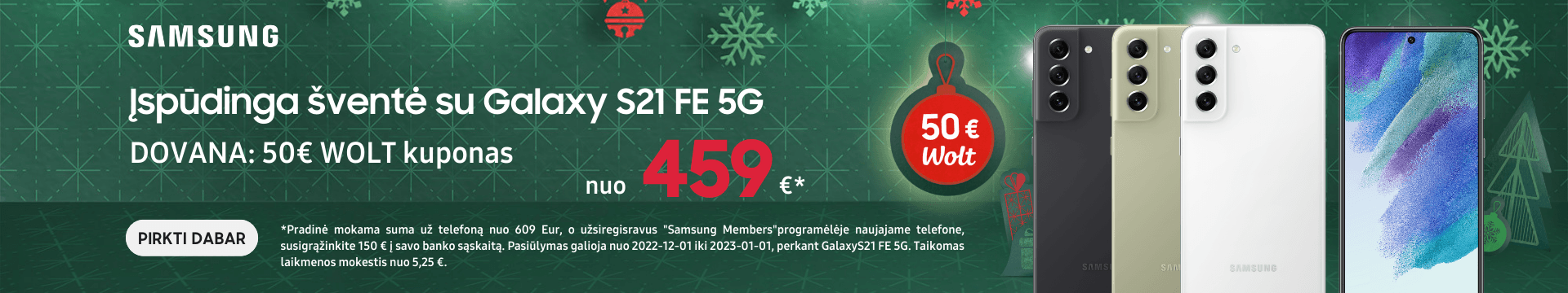 Samsung Galaxy S21 FE akcija Kaledine kaina