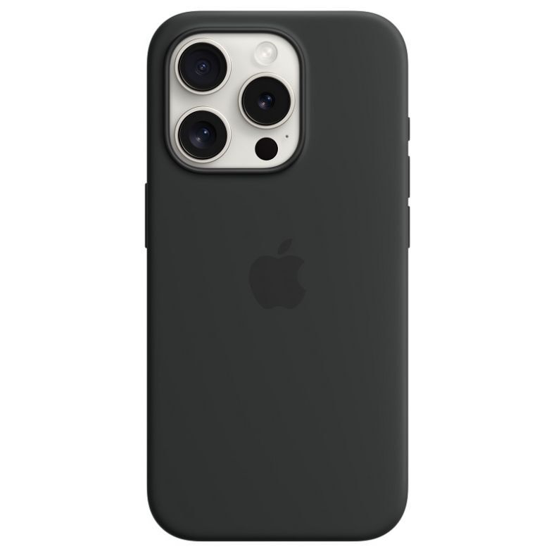 Apple iPhone 15 Pro silikoninis dėklas Black (juodas) su MagSafe, 1 nuotrauka