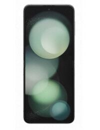 Samsung_Flip5_mėtine_spalva_atlenktas_ekranas