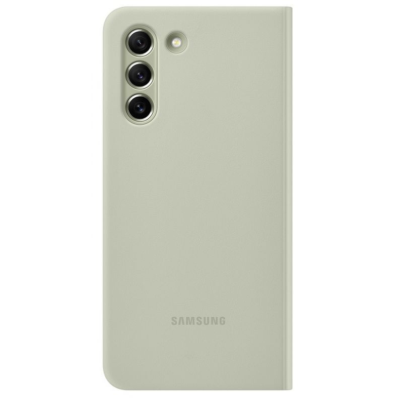 Samsung S21 FE Clear View dėklas_alyvuogiu_nugarele_uždarytas
