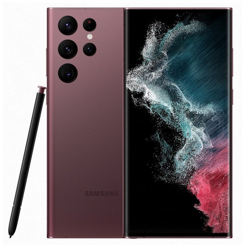 Samsung Galaxy S22 ultra 256GB_priekis_nugarele_burgundy
