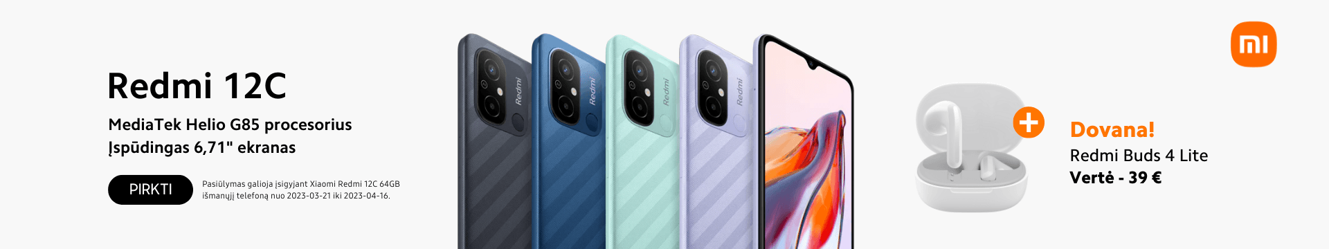 Xiaomi Redmi 12C akcija naujiena dovana