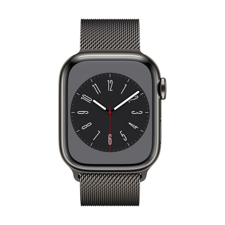 Apple_Watch_Series_8_Cellular_41mm_Graphite_Stainless_Steel_Graphite_Milanese_Loop_Pure_Front_Screen