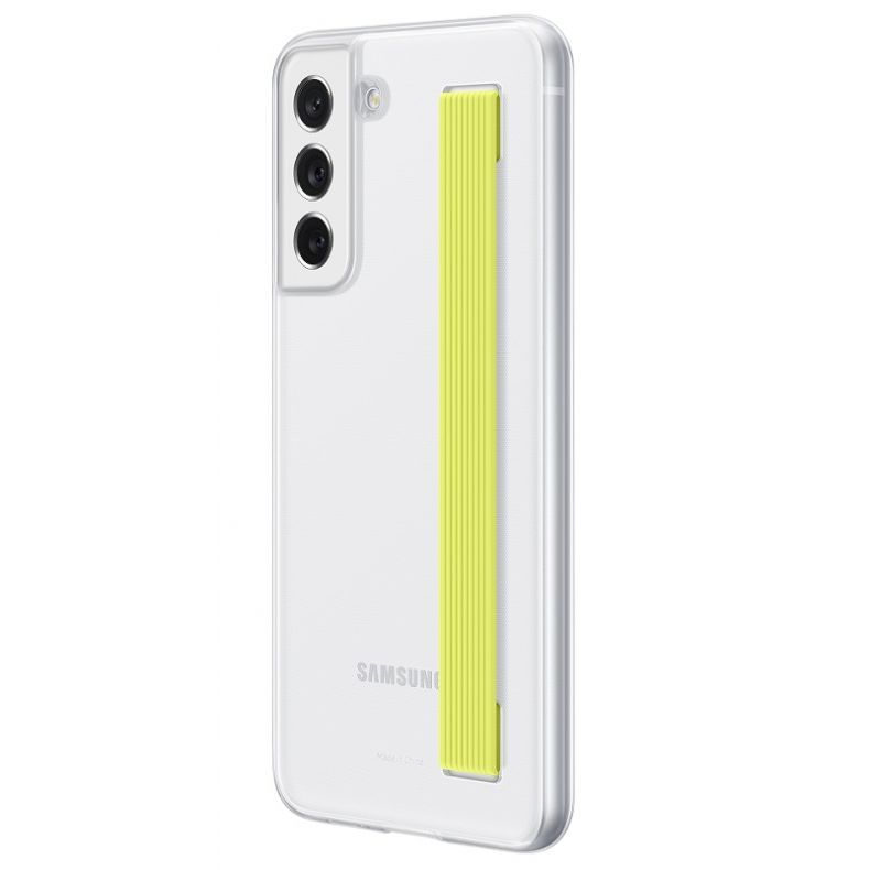 Samsung S21 Fe Clear Strap dėklas_nugarele_kampu_baltas