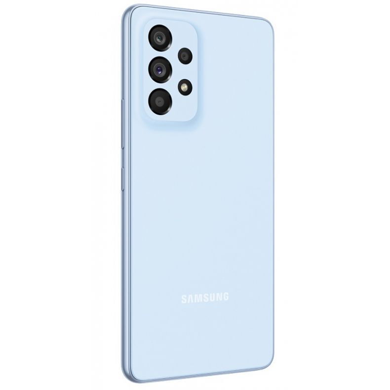 Samsung A53 5G melyna spalva nugarele is kairio kampo su mygtukais