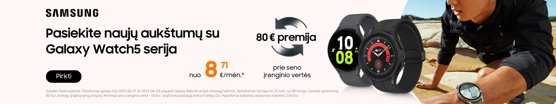 Samsung Galaxy Watch5 akcija premija 80 Eur