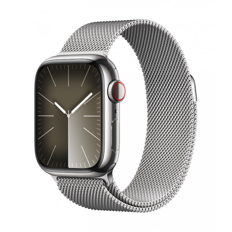 APPLE Watch Series 9 GPS + Cellular 45mm silver Stainless Steel Case with silver Milanese Loop