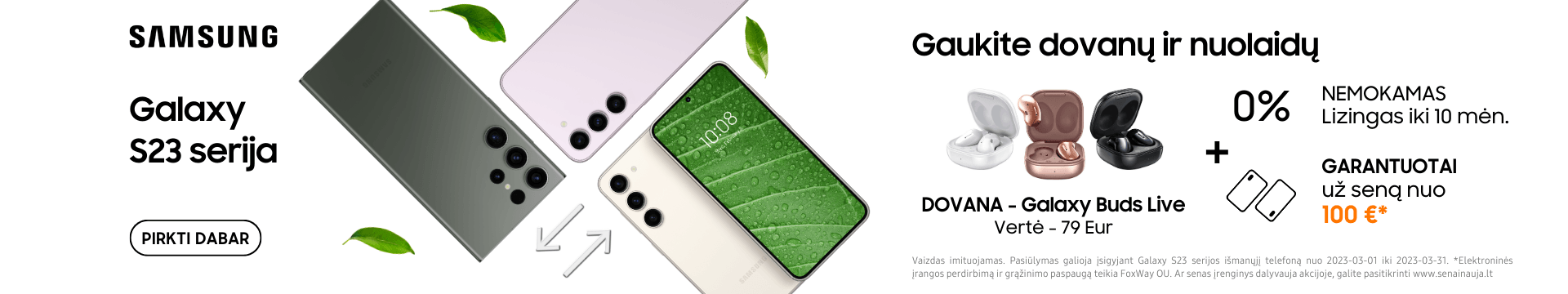 Samsung Galaxy S23 akcija lizingas 