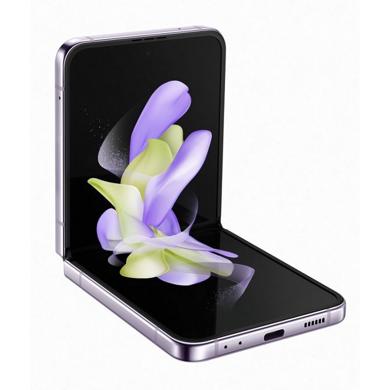  Samsung Z Flip4 sulenktas is priekio 30 kampu violetine spalva