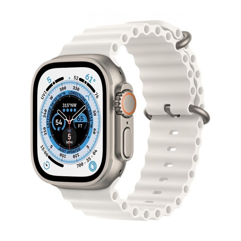  Apple_Watch_Ultra_Cellular_49mm_Titanium_White_Ocean_Band_34FR_Screen__USEN