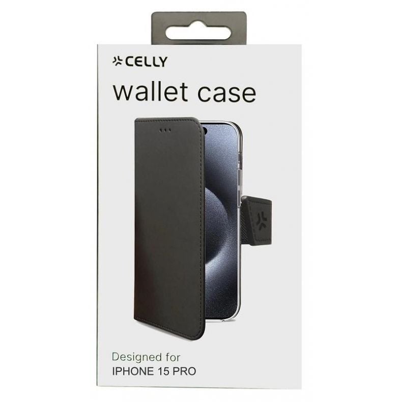 Celly atlenkiamas iPhone 15 Pro apsauginis dėklas Black (juodas), 1 nuotrauka