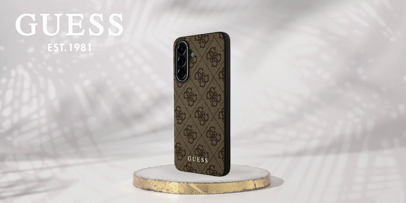Guess Samsung Galaxy A56 Metal Logo dėklas, ruda, 8 nuotrauka