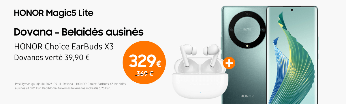 MP.lt HONOR Magic5 Lite akcija dovana ausinės