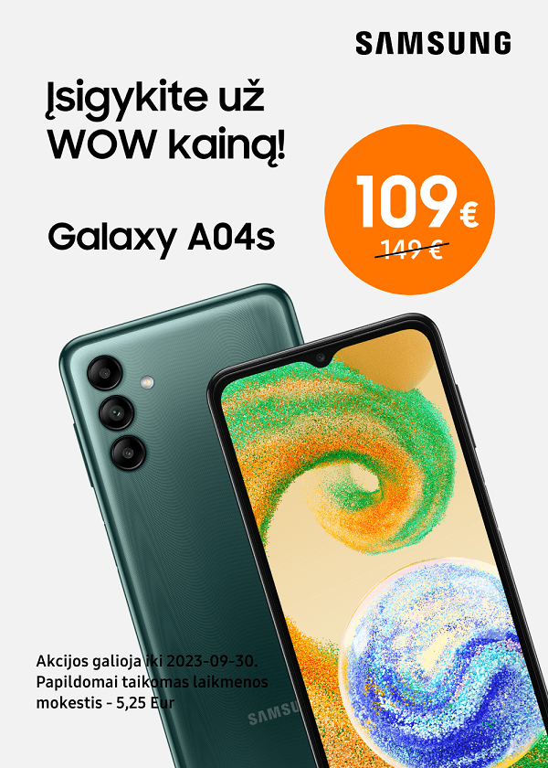 MP.lt Samsung Galaxy A04s akcija gera kaina