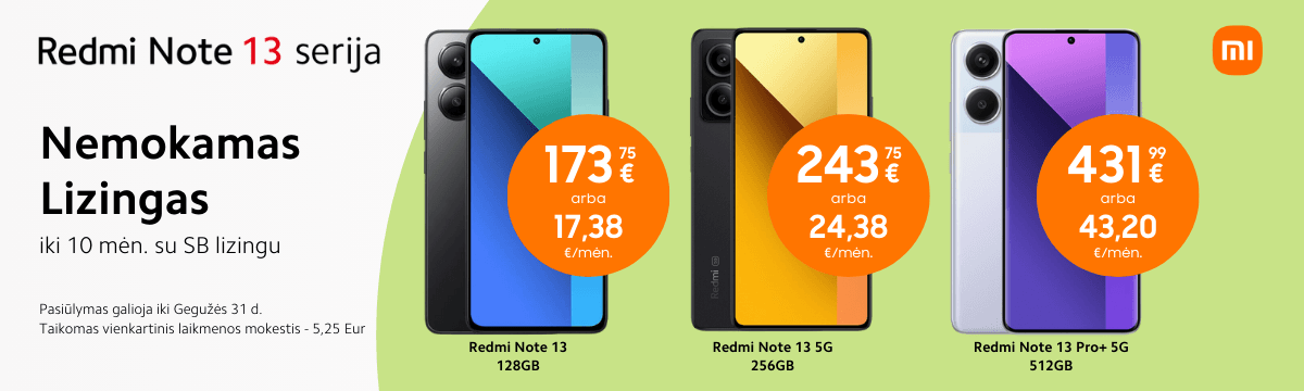 Xiaomi Redmi Note 13 lizingas be pabrangimo, Mobili prekyba
