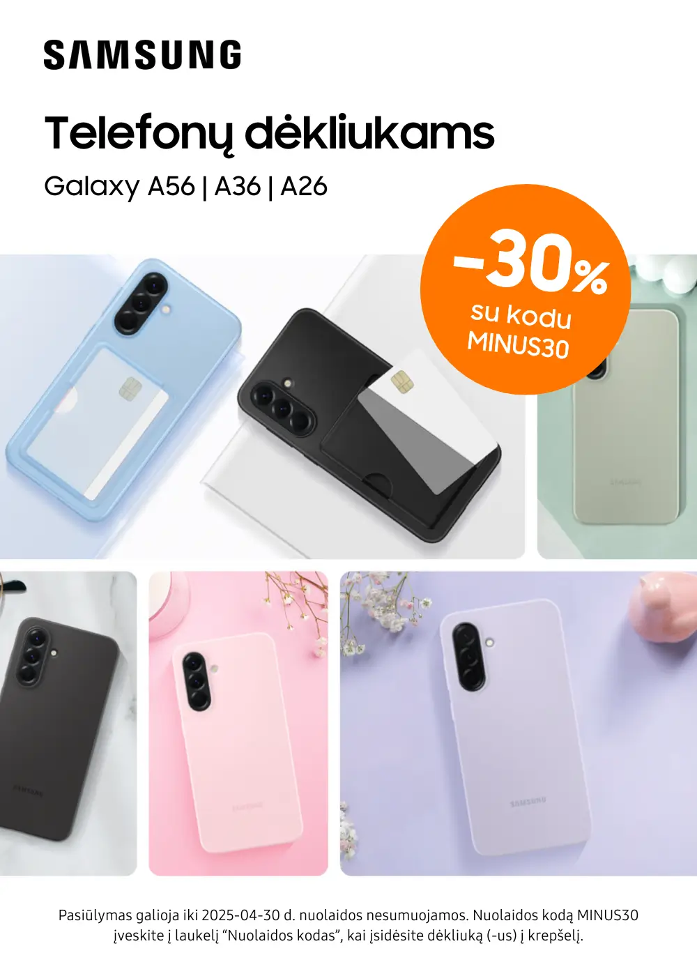 Samsung Galaxy A56, A36, A26 dėkliukai 30% nuolaida, Mobili prekyba