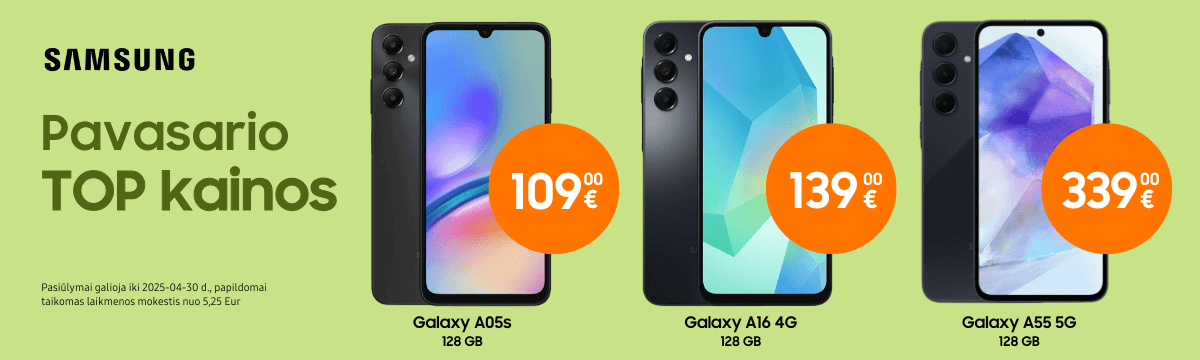 Samsung Galaxy A05s, A16, A55 TOP kainos, Mobili prekyba