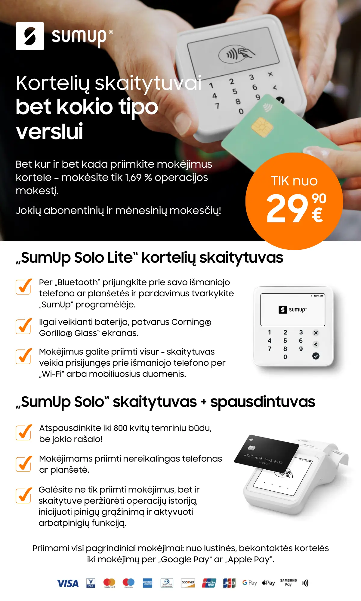 Sumup kortelių skaitytuvai - bet kokio tipo verslui, Mobili prekyba